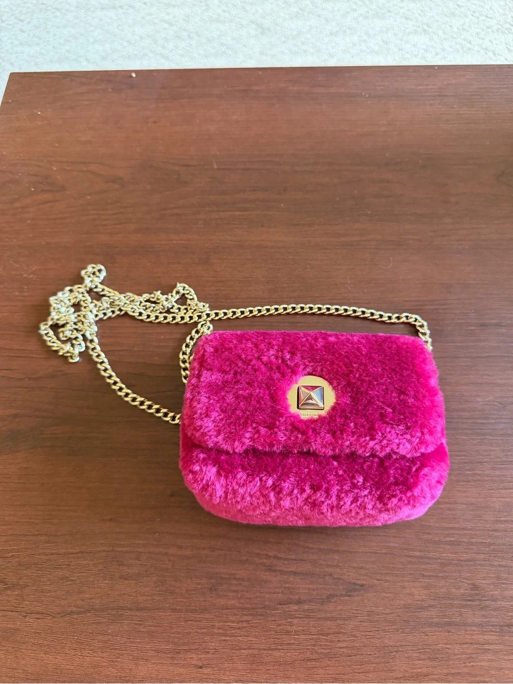 kate spade Plush Fuchsia Crossbody Bag with Gold Chain